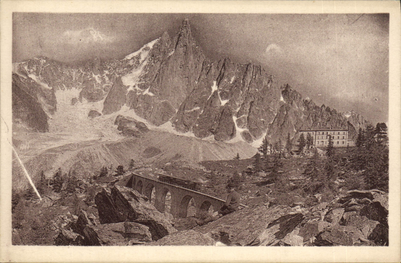 POSTAL Chamonix Montanvert y Aiguille de la VENDIMIA grueso