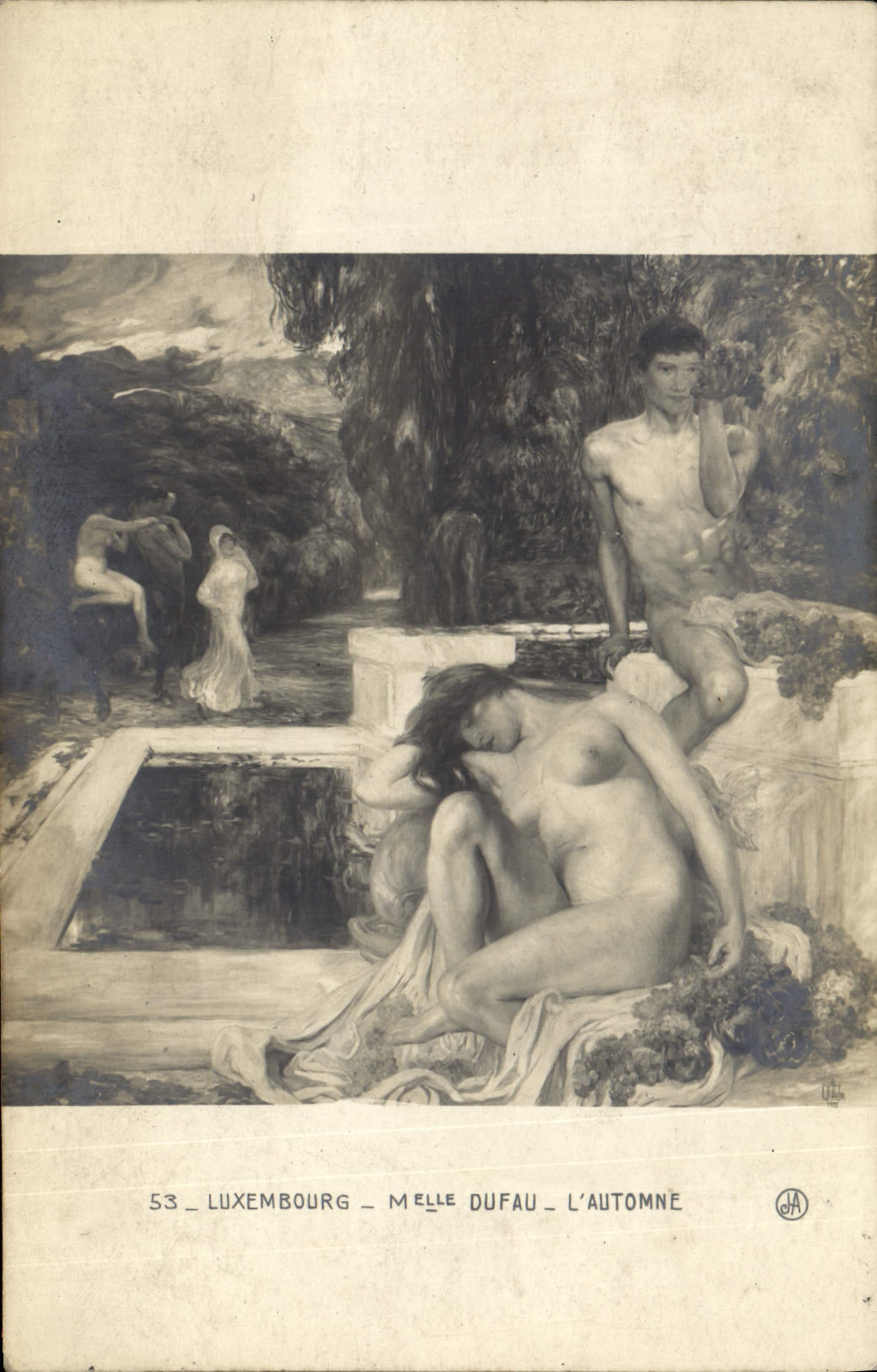 CPA Luxembourg Melle Dufau L'Automne Femme nue erotique
