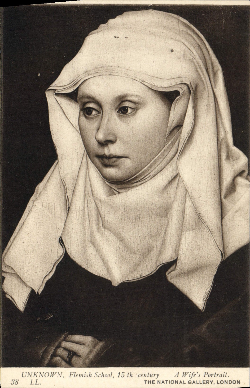 VINTAGE POSTCARD Unknown Flemish The London National Gallery has wife' S portrait London National Gallery