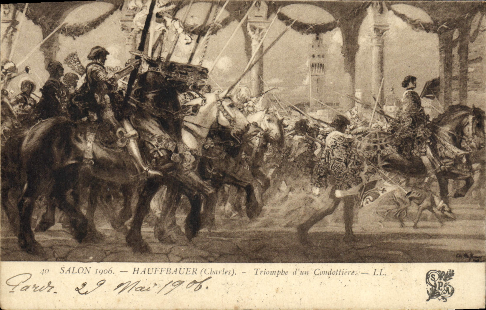VINTAGE POSTCARD Salon 1906 Hauffbauer Triumphs over a condottiere