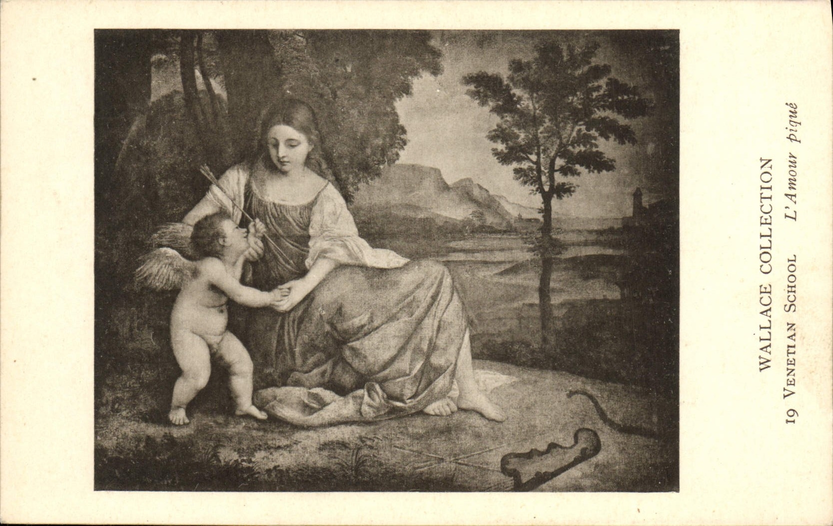 VINTAGE POSTCARD Wallace Collection Venetlan School the love pricks