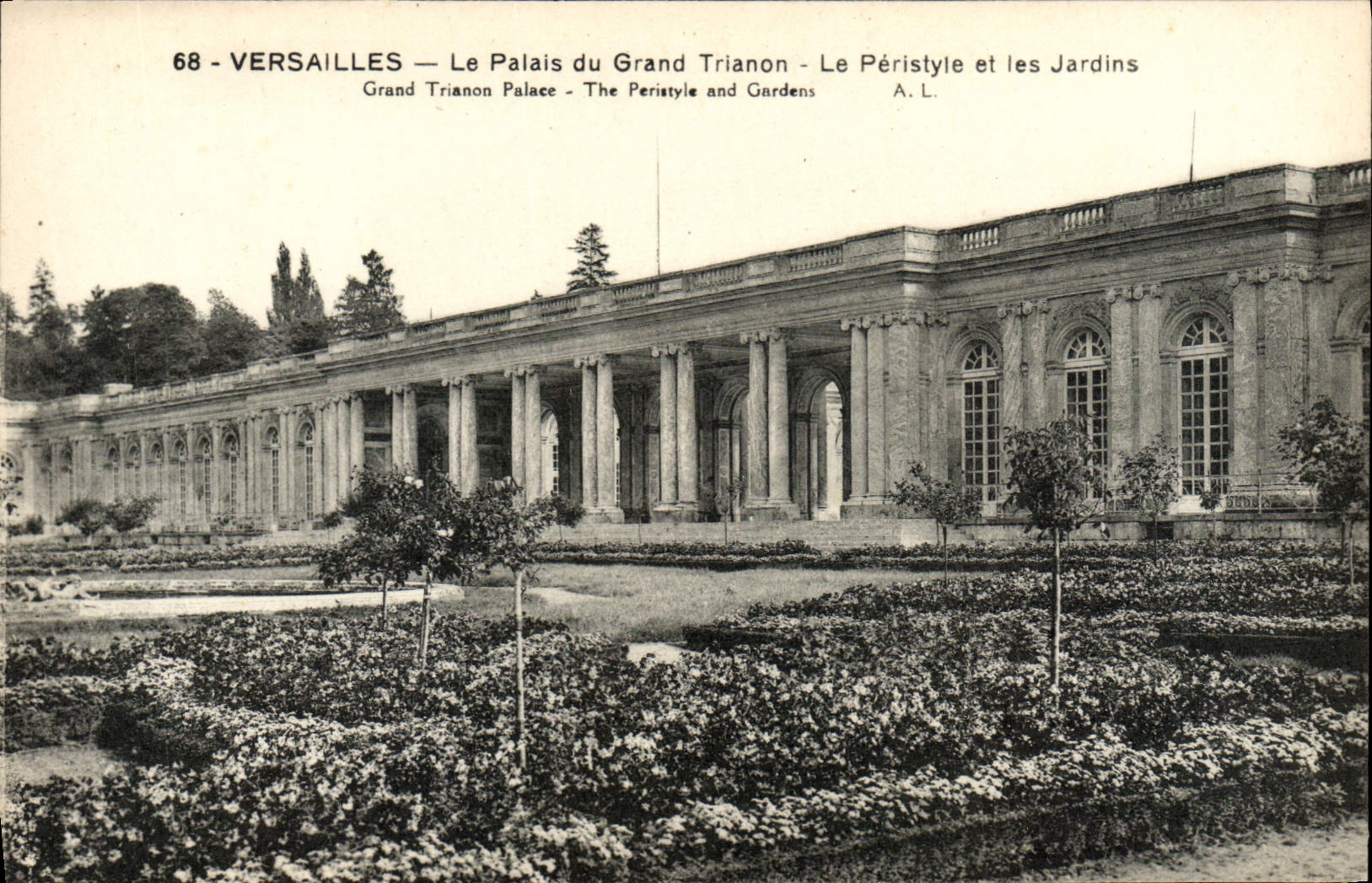 POSTAL Versalles de la VENDIMIA el paladar de Trianon grande el Peristyle y los jardines