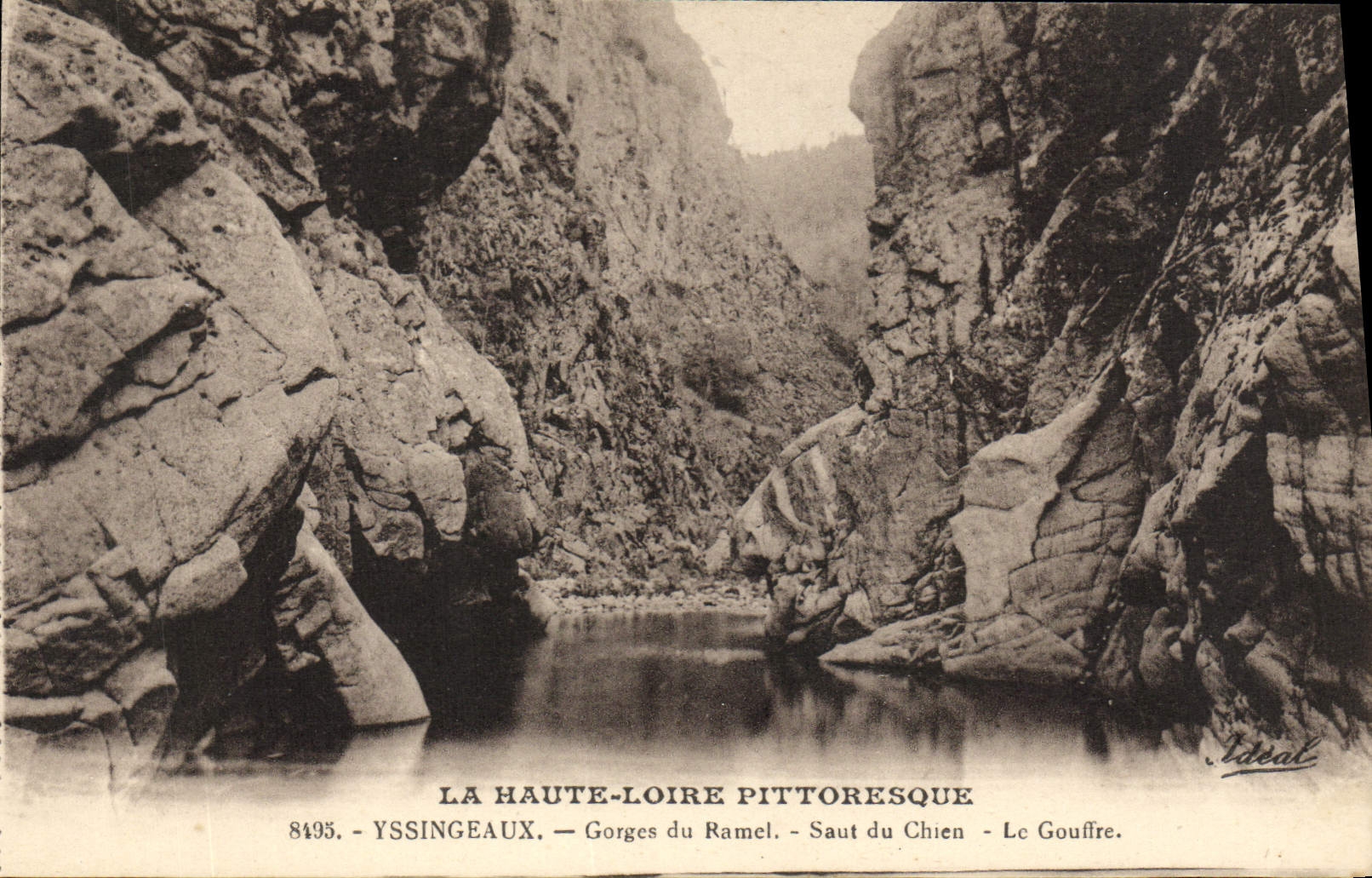 VINTAGE POSTCARD Yssingeaux Falls of Ramel Jump of the Dog the pit