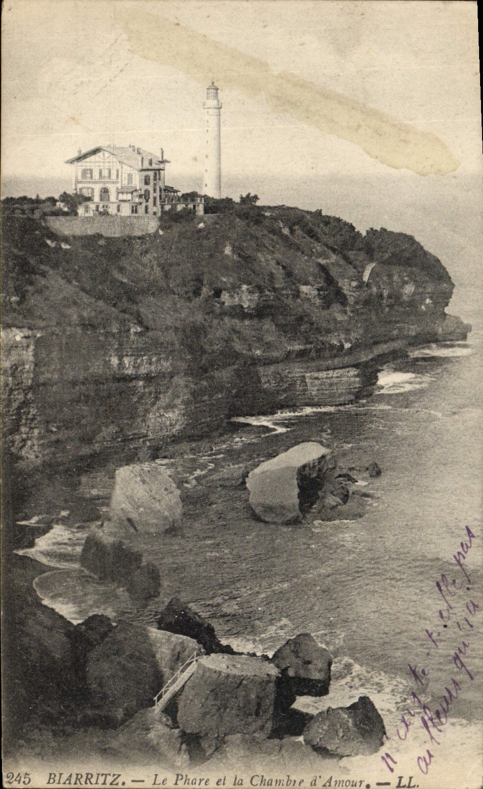 VINTAGE POSTCARD Biarritz the Lighthouse and the Room of Love
