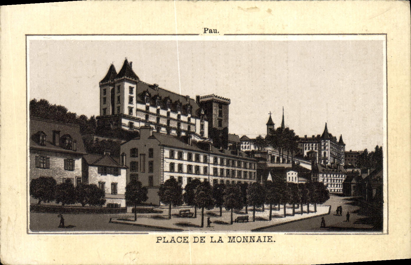 VINTAGE POSTCARD Pau Places Currency publicity S Huan Rue National Nantes Vins