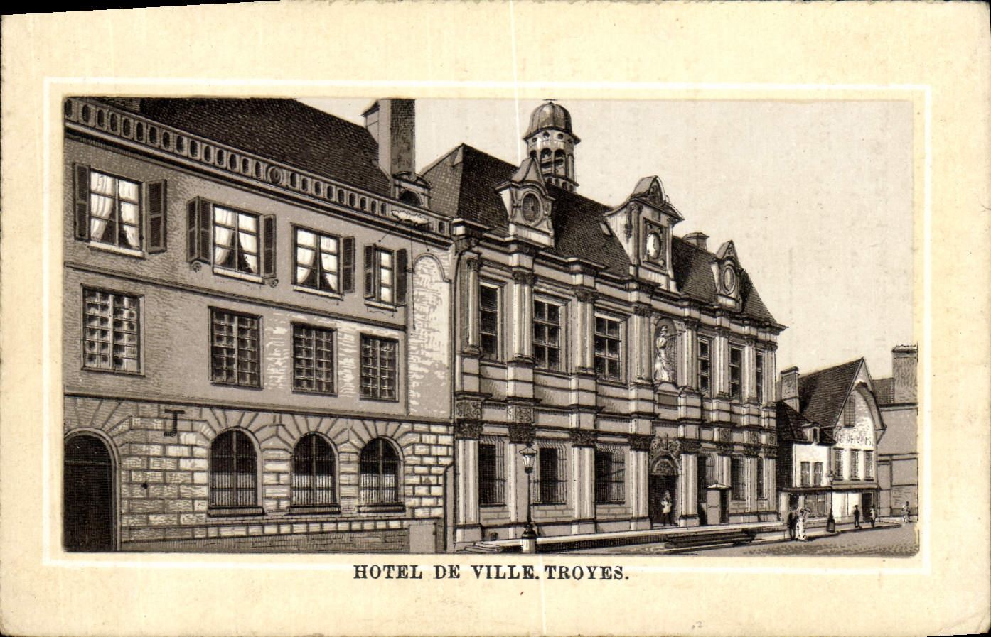 VINTAGE POSTCARD Town hall Troyes