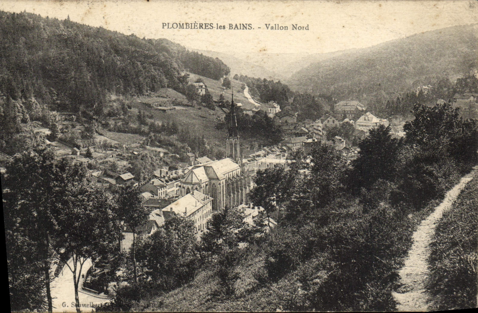 VINTAGE POSTCARD Northern Plombieres Les Bains Small valley