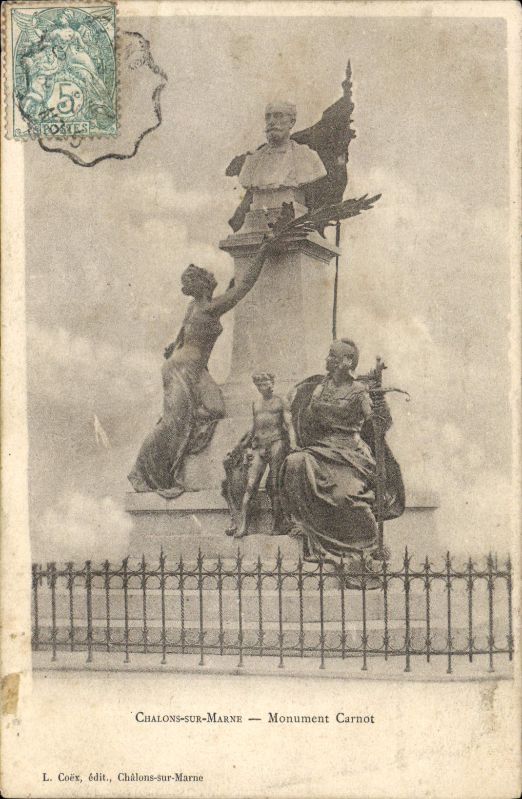 VINTAGE POSTCARD Trawl-nets On the Marne Carnot Monument