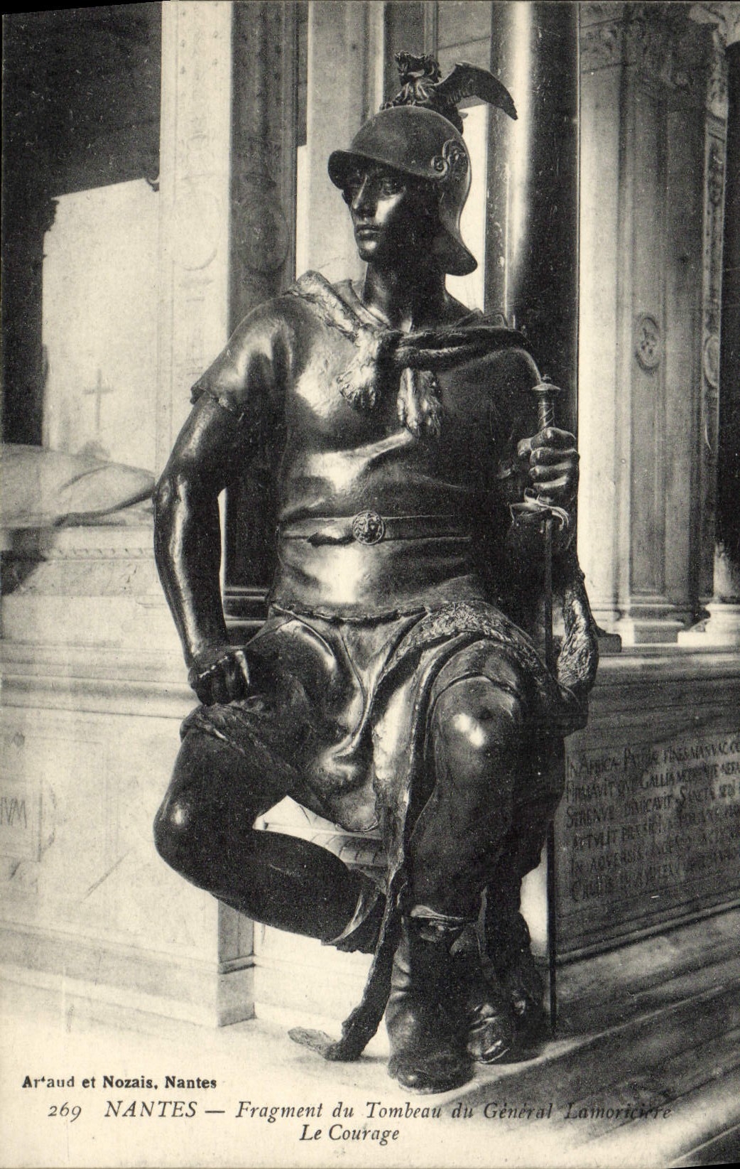 VINTAGE POSTCARD Nantes Fragment Of the Tomb Of General Lamoriciere courage
