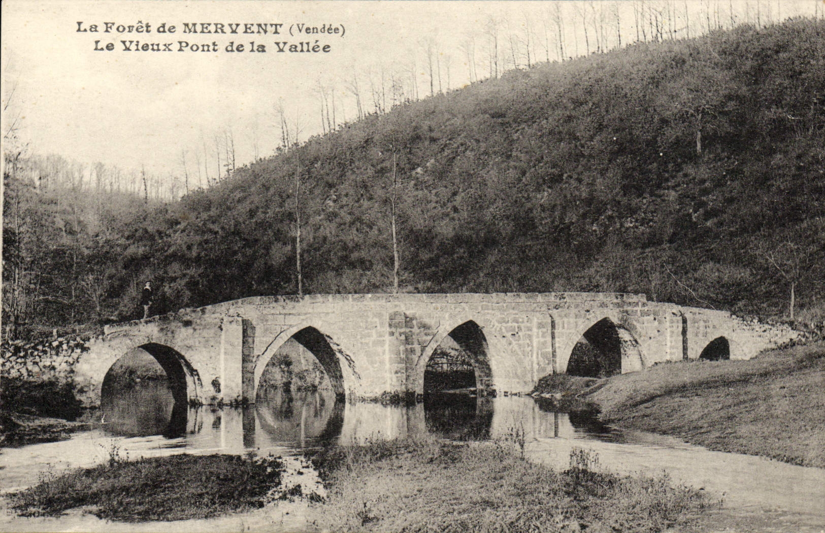 VINTAGE POSTCARD the Drill De Mervent the Old Bridge Of the Valley