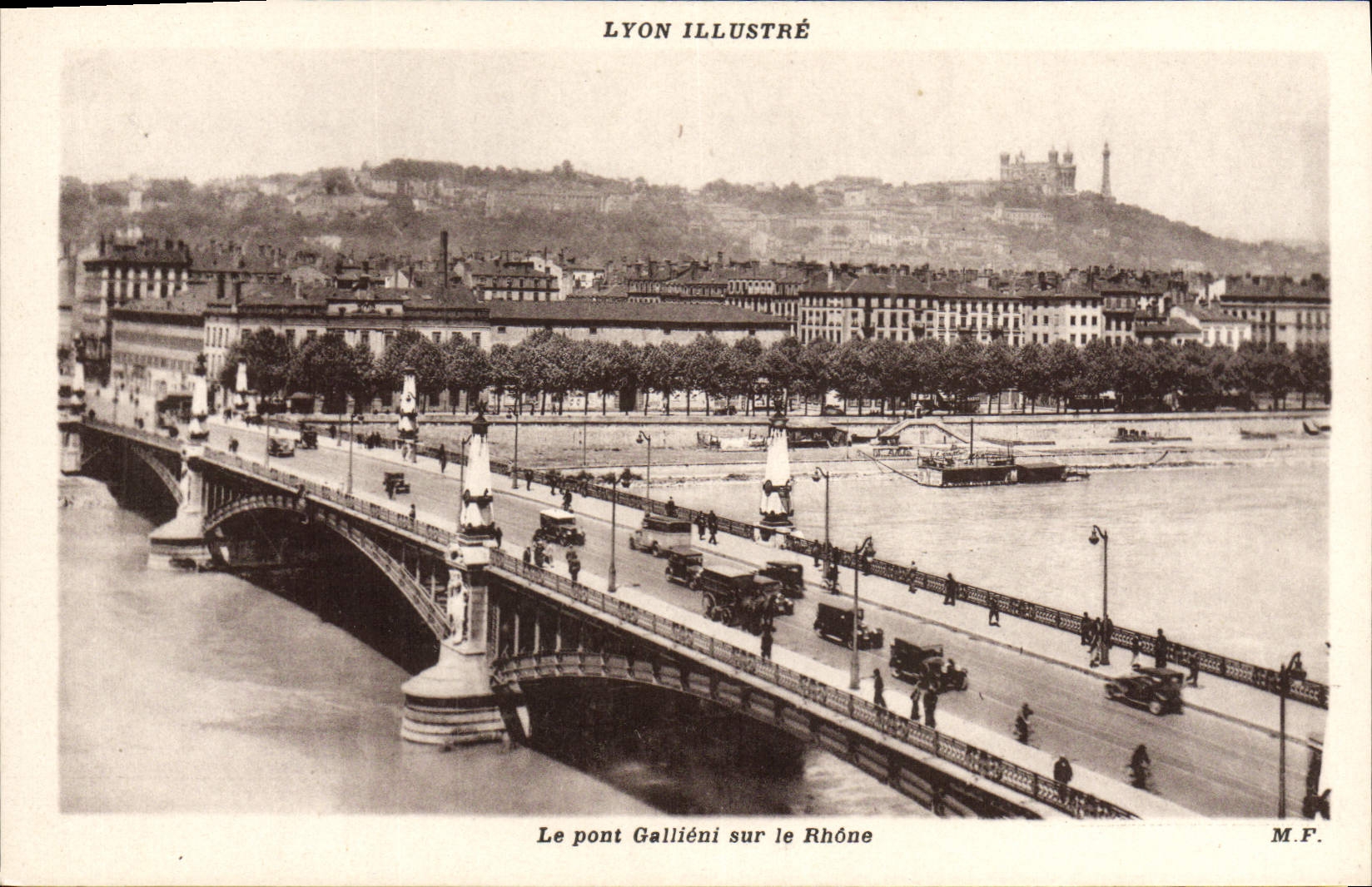 VINTAGE POSTCARD Lyon Illustrates the Gallieni Bridge On the Rhone