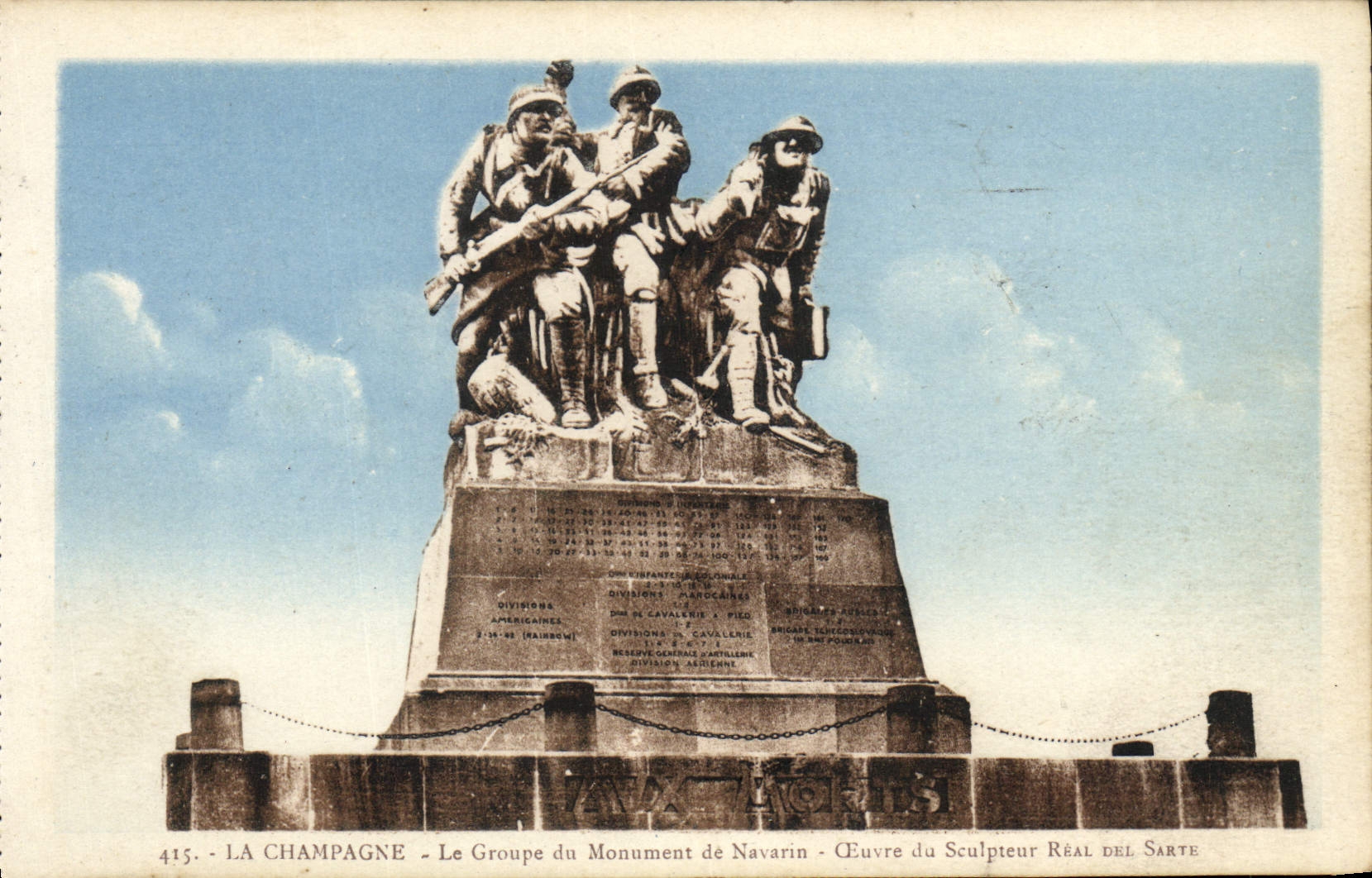 VINTAGE POSTCARD the Champagne the Group Of the Monument De Navarin Militaria