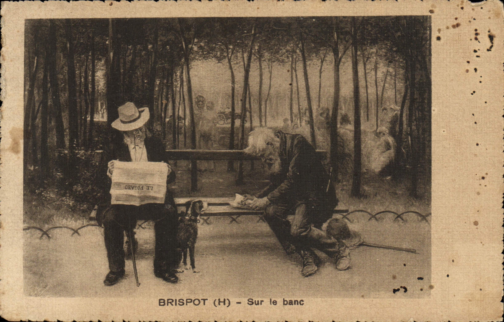 VINTAGE POSTCARD Brispot On the Bench