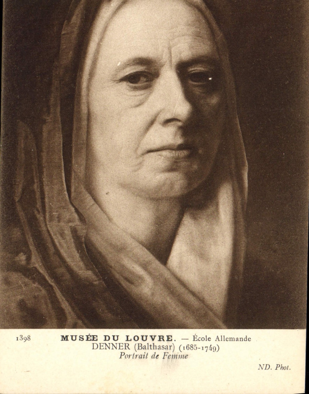 VINTAGE POSTCARD Museum Of Louvre German School Denner Portrait of woman