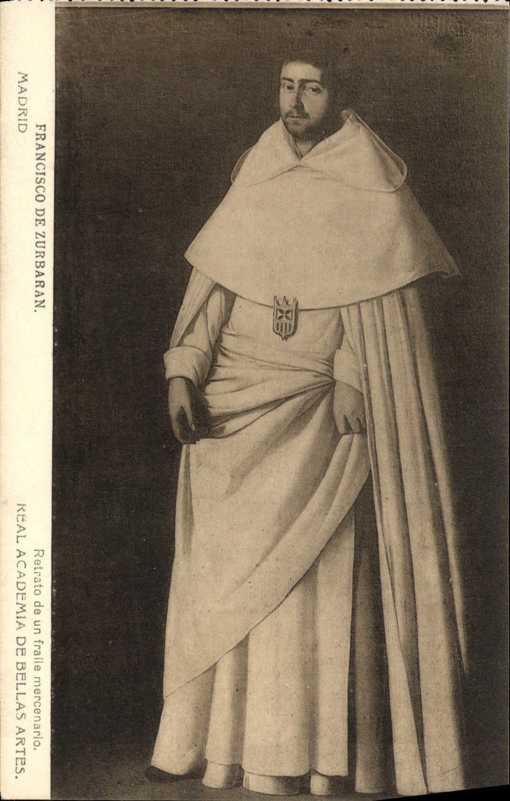 VINTAGE POSTCARD Francisco De Zurbaran Madrid Real academia of Bleated Artes