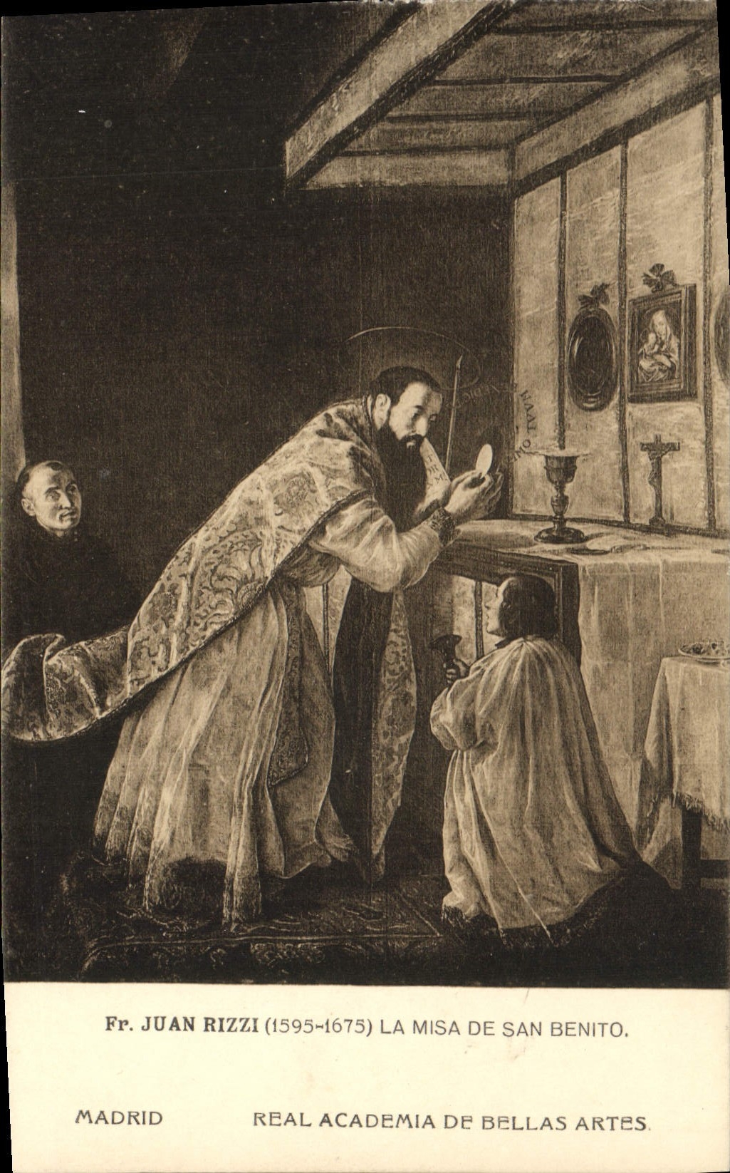 VINTAGE POSTCARD Juan Rizzi Misa De San Benito Madrid Real Academia De Bellas Artes