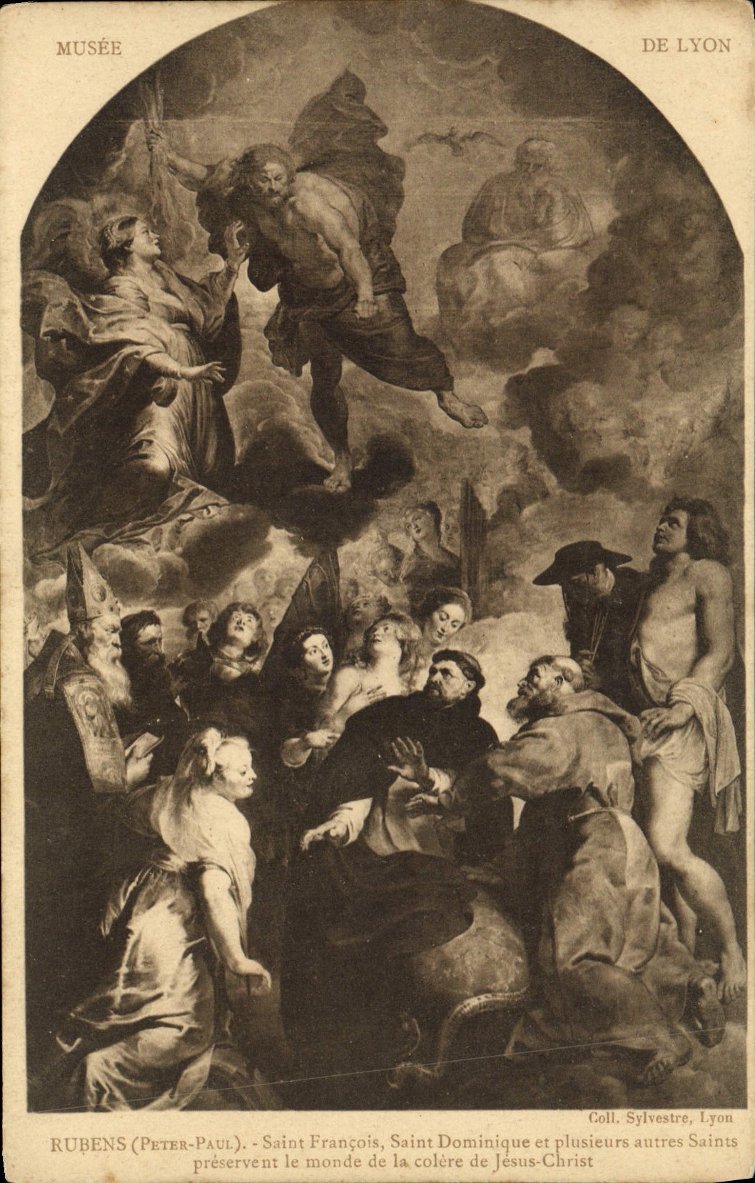 VINTAGE POSTCARD Museum Of Lyon Rubens Holy François Holy Dominique Jesus Christ
