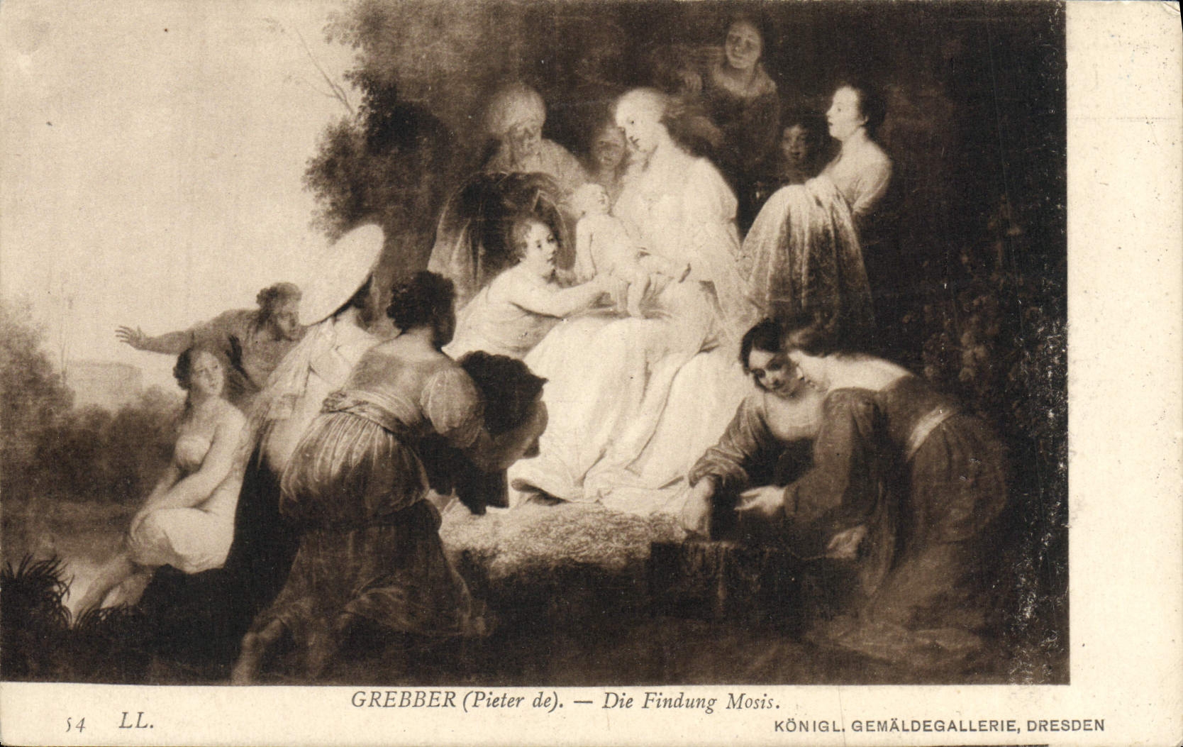 VINTAGE POSTCARD Grebber Die Findung Mosis Dresden