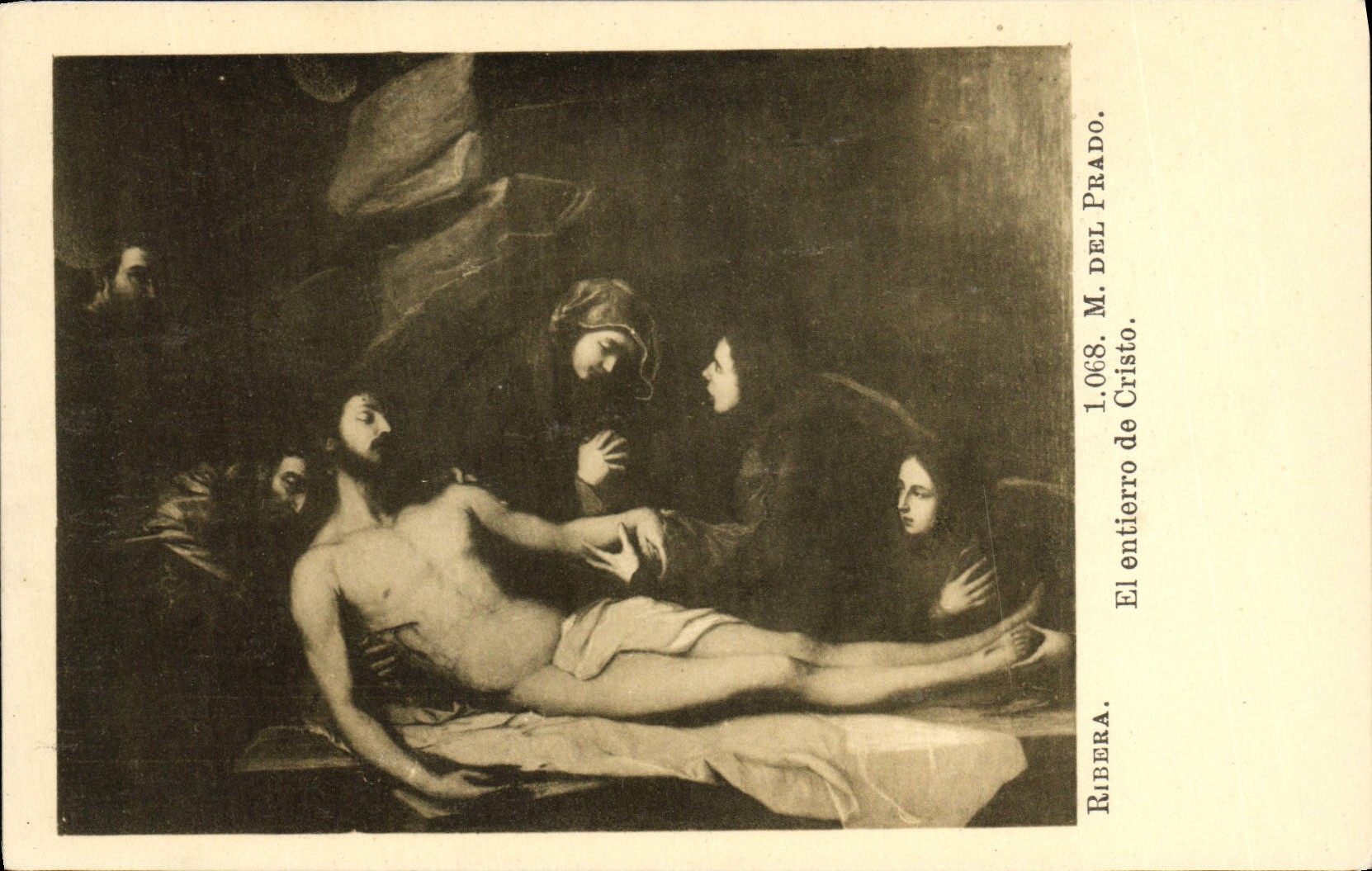 VINTAGE POSTCARD Ribera El Entierro De Cristo Museo del Prado