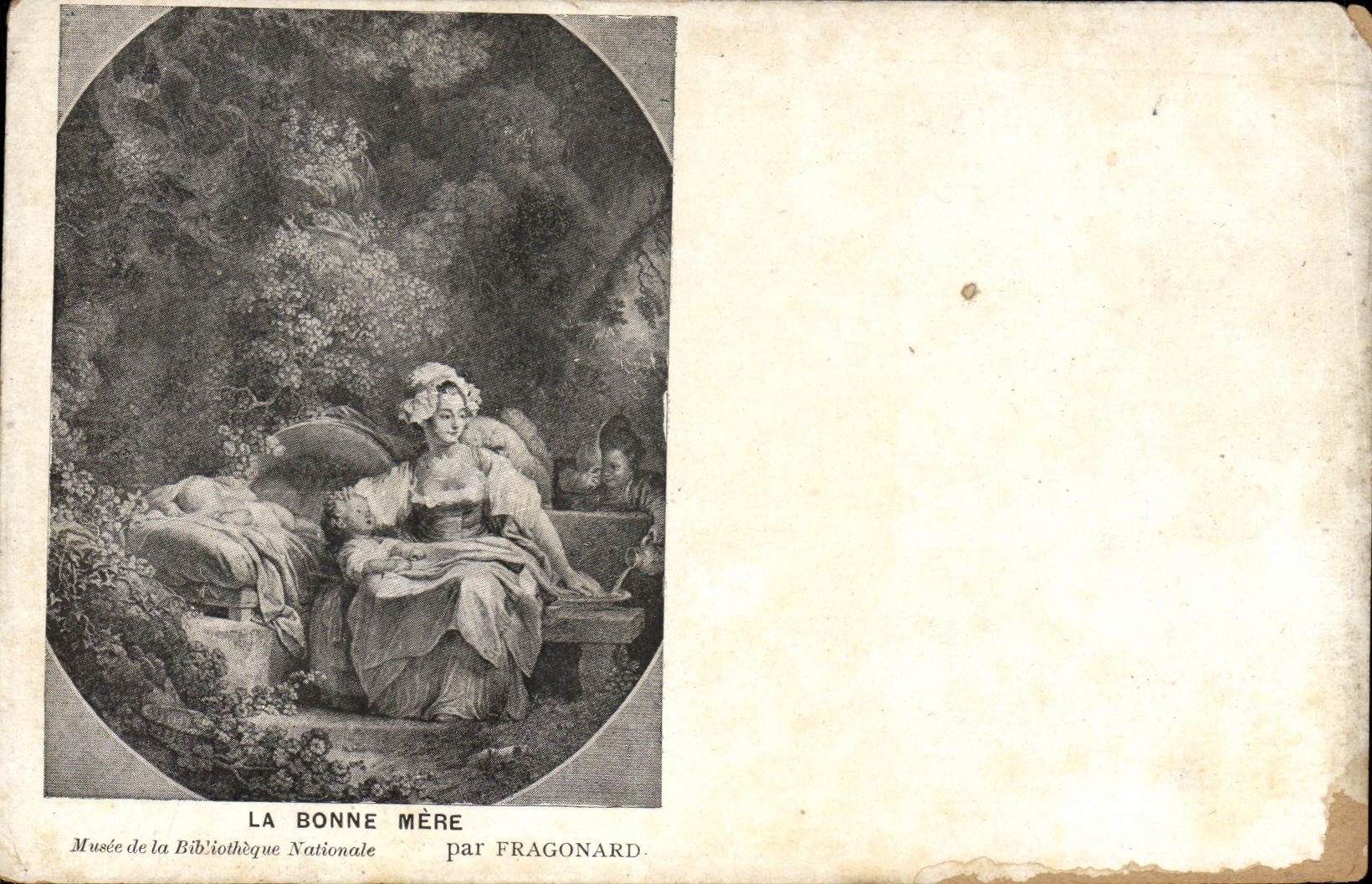 VINTAGE POSTCARD the Good mother Museum Of the National library By Fragonard