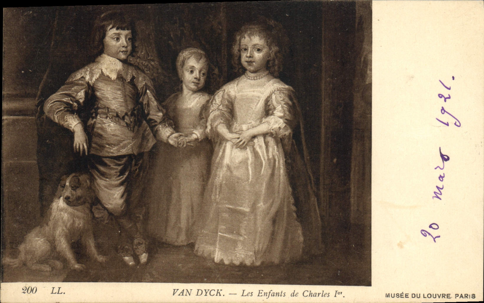 POSTAL Van Dyck de la VENDIMIA los niños De Charles1er Museum de la lumbrera París