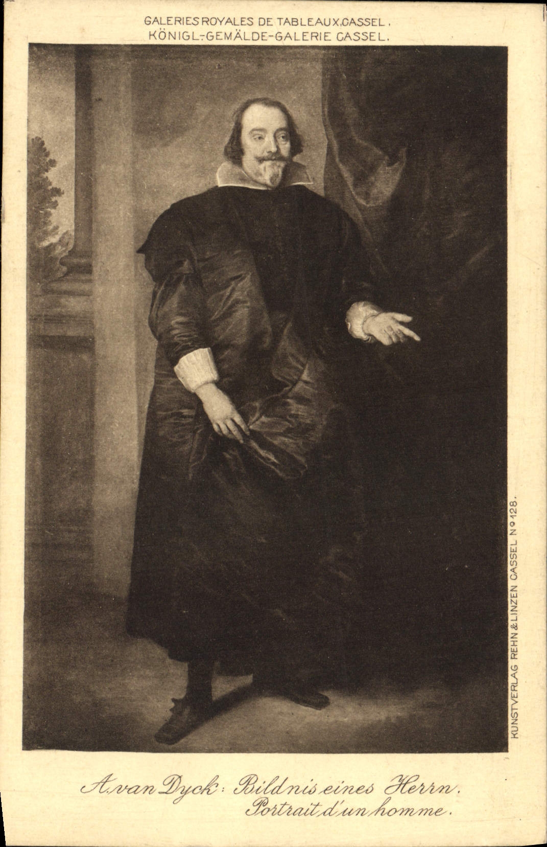 VINTAGE POSTCARD Royal Galleries Of Tables Cassel Avan Dyck Portrait of a man