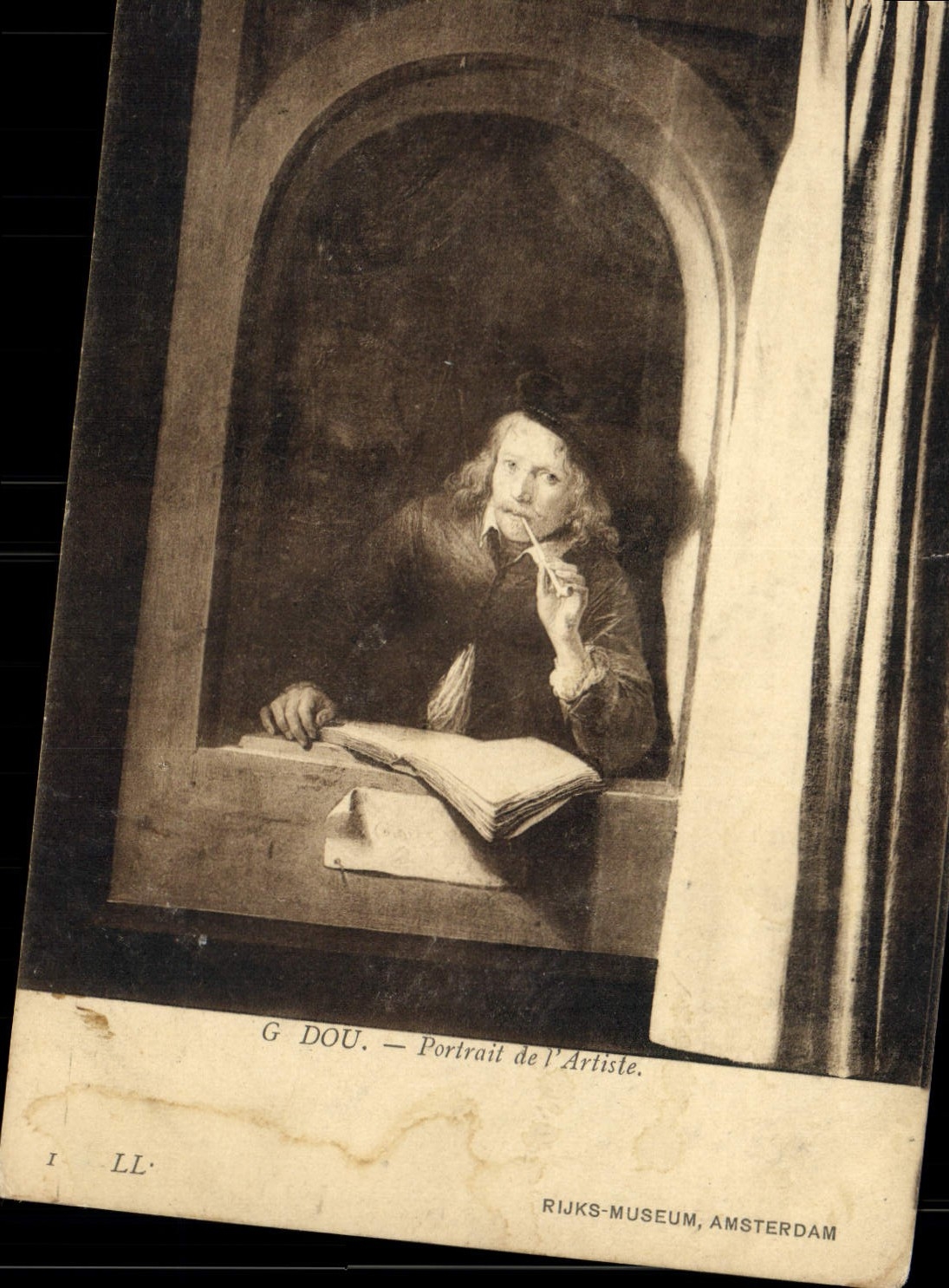 VINTAGE POSTCARD Dou Portrait Of the Artist Rijks Amsterdam Museum