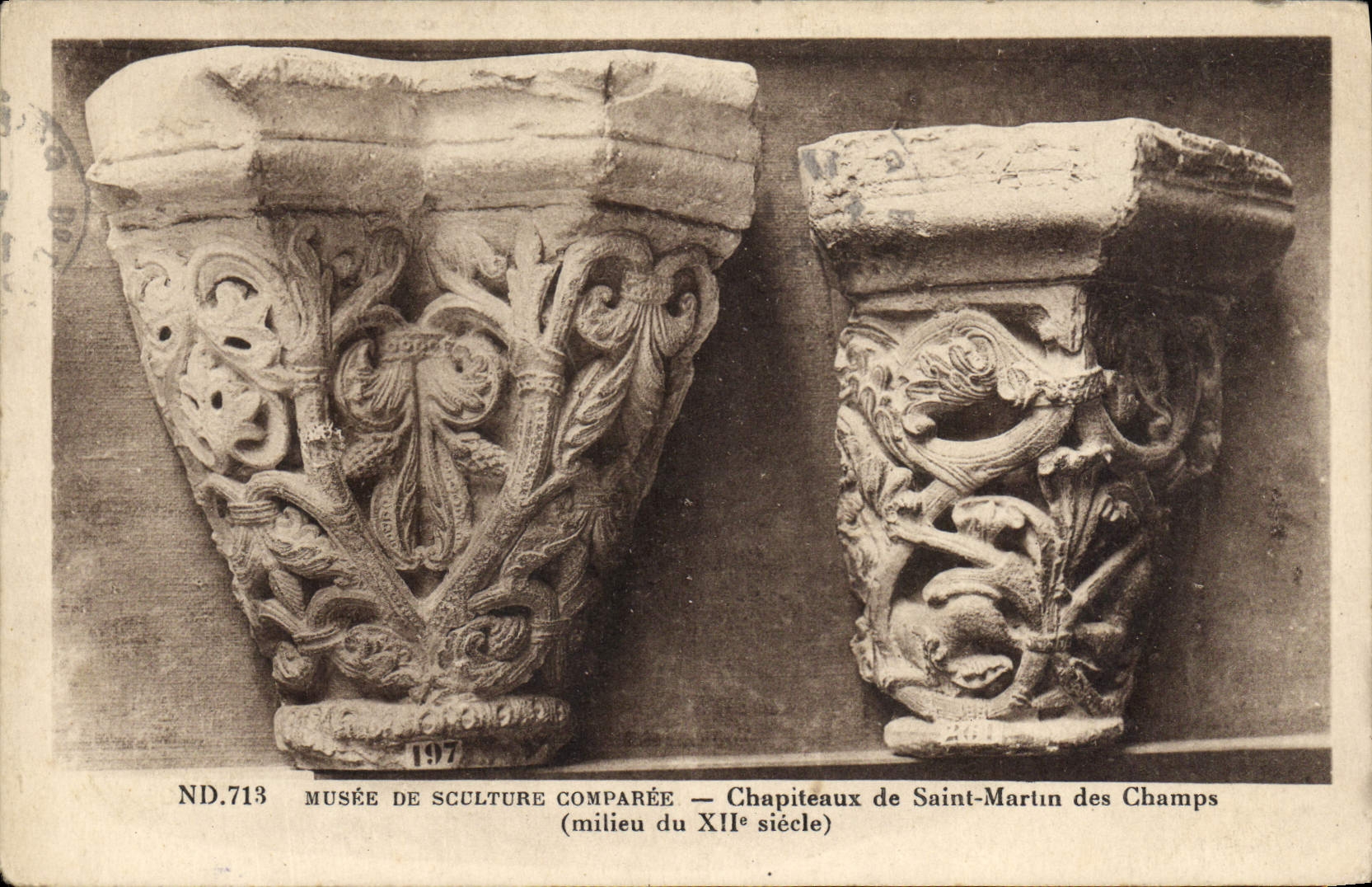VINTAGE POSTCARD Museum De Sculture Comparee Capitals Of Martin Saint Of the Paris Fields
