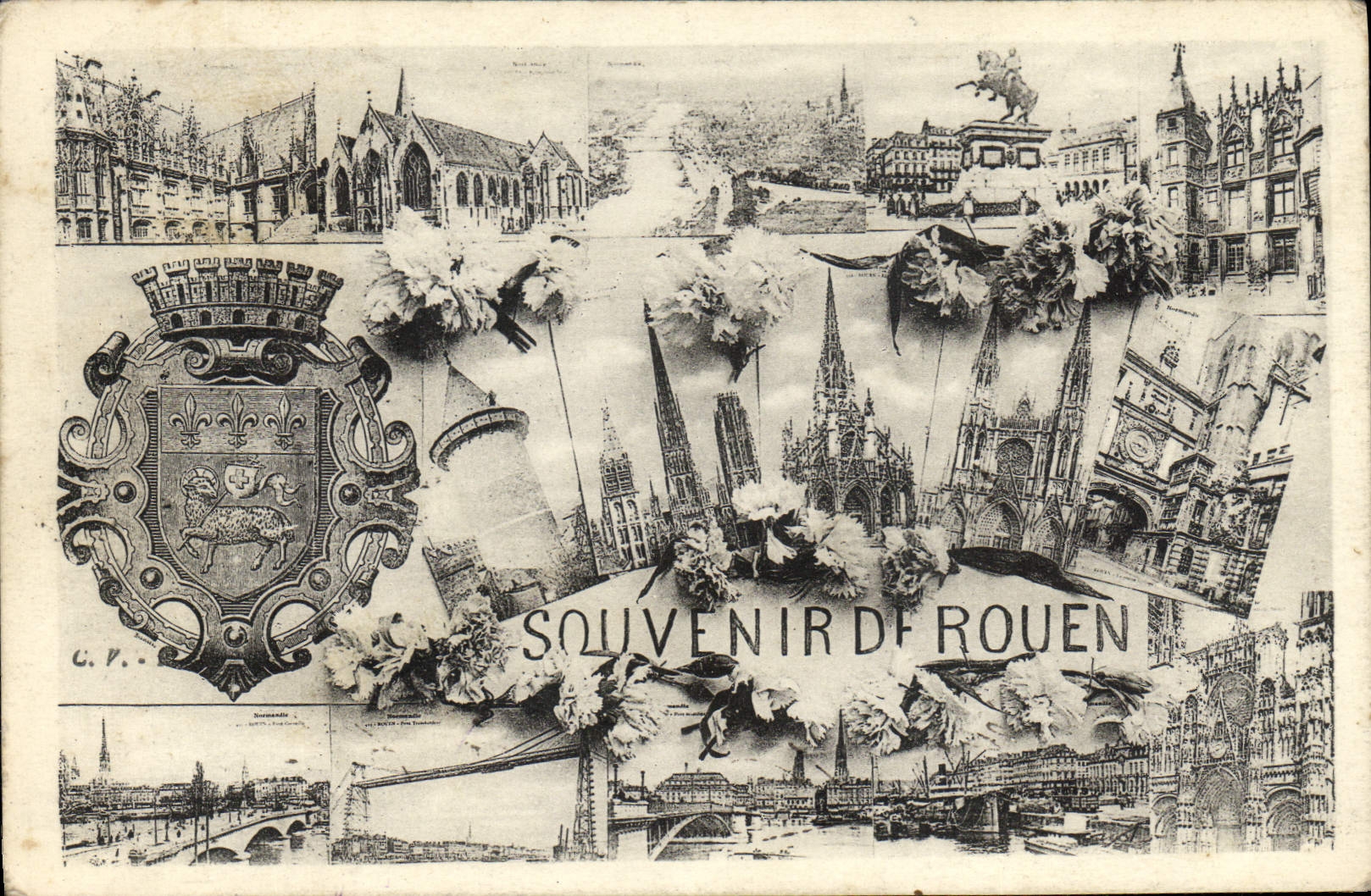 VINTAGE POSTCARD To remember Of Rouen