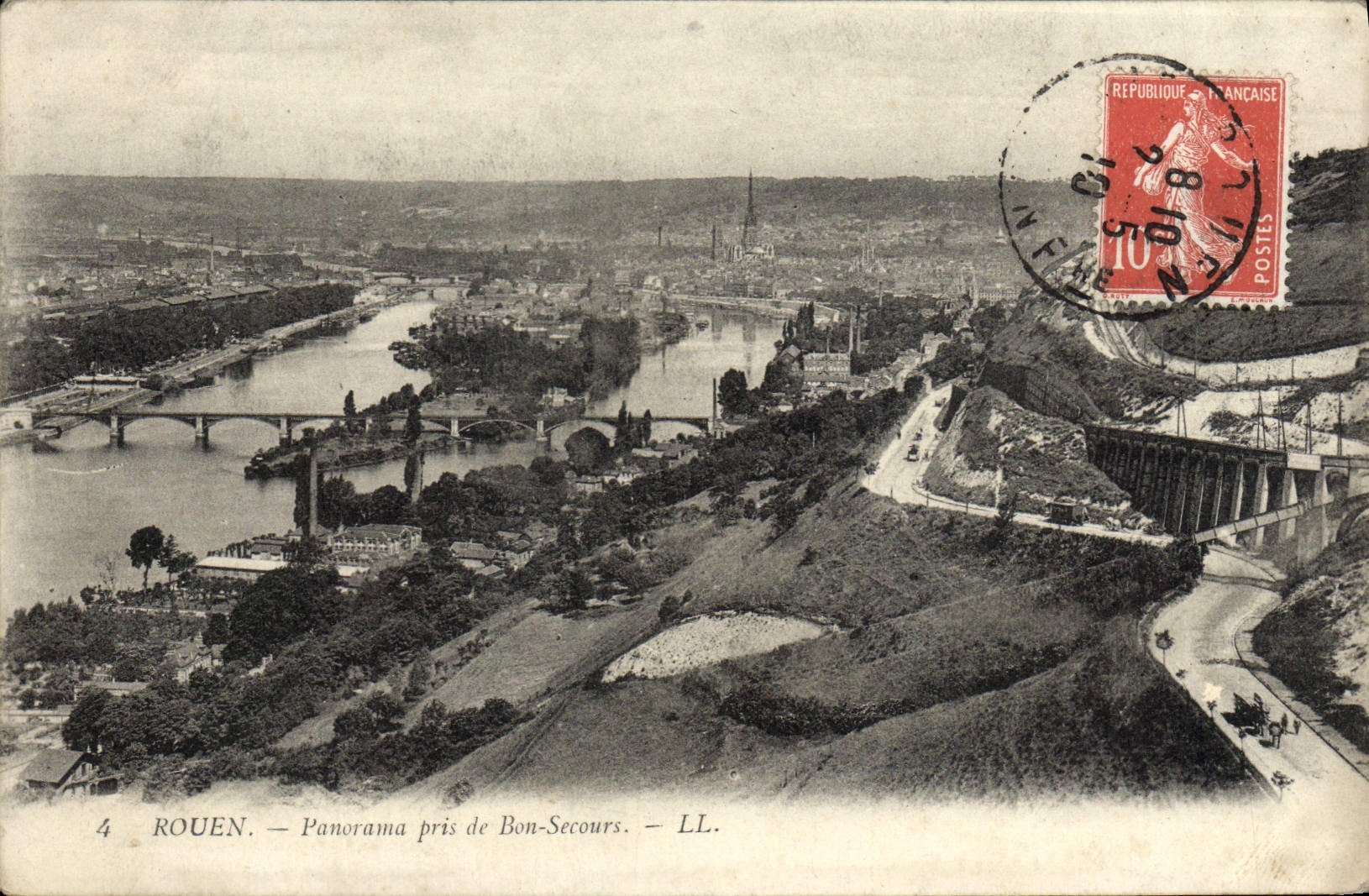 VINTAGE POSTCARD Rouen Panorama Taken Of Good Help
