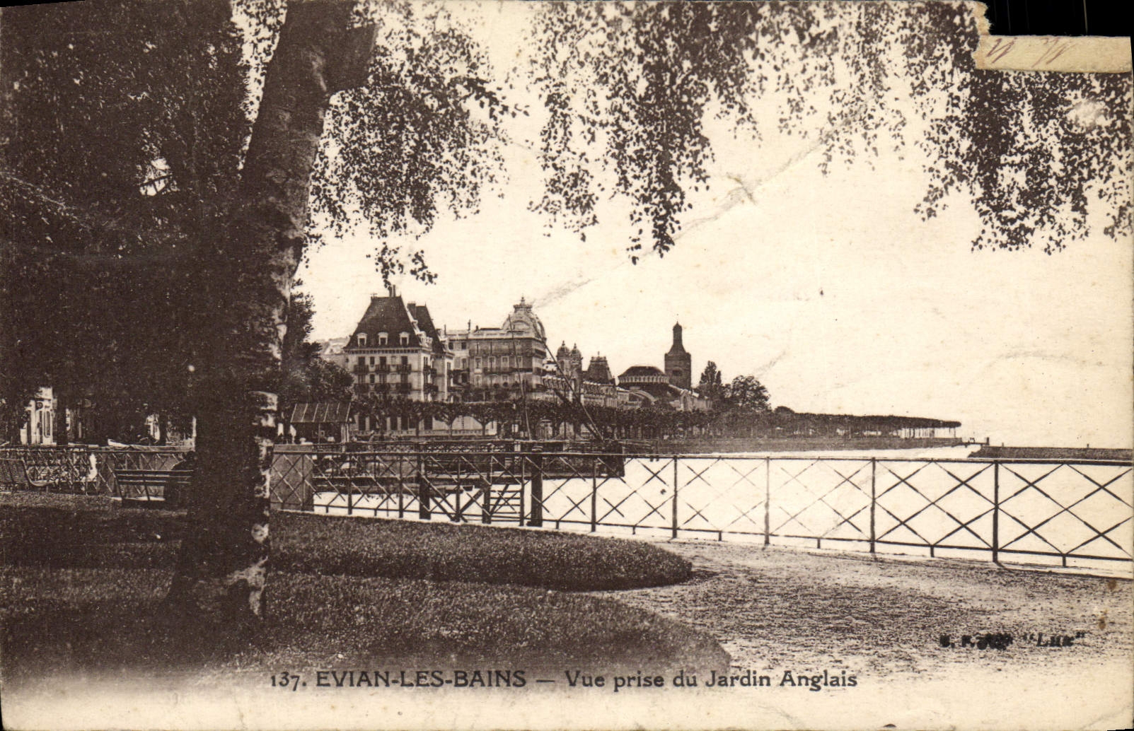 VINTAGE POSTCARD Evian Les Bains Seen from Of the English Garden