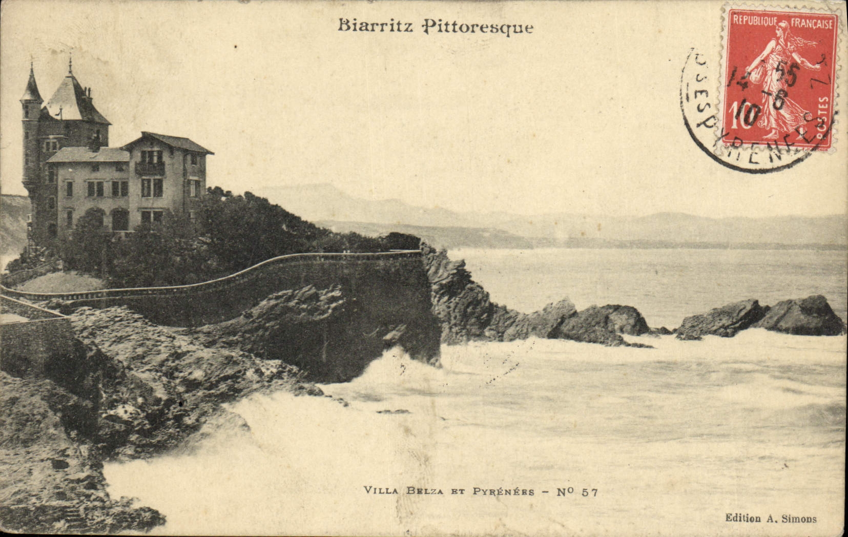 CPA Biarritz Pittoresque Villa Belza et les Pyrenees
