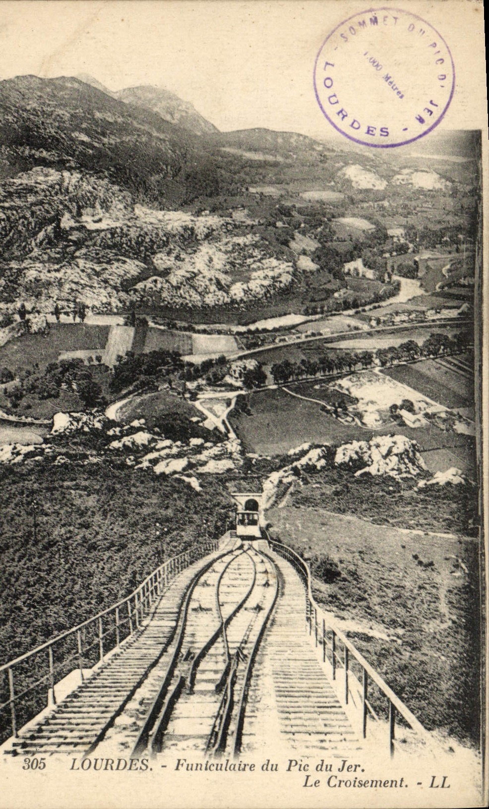 CPA Lourdes Le Funiculaire du Pic du Jer Le croisement