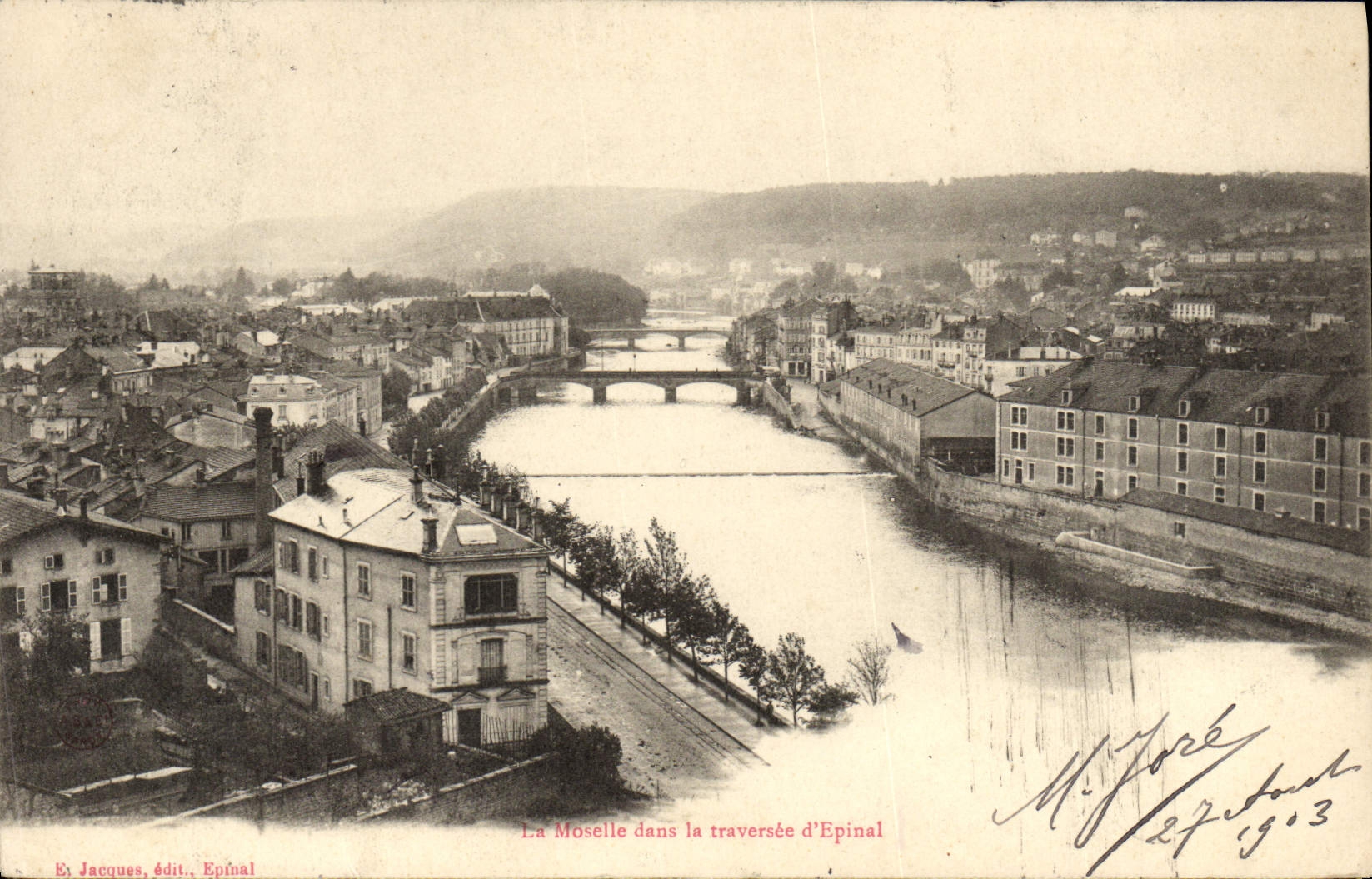 POSTAL de la VENDIMIA el Mosela en la travesía de Epinal