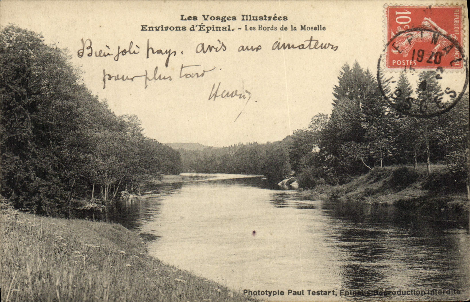 VINTAGE POSTCARD Surroundings of Epinal Edges of the Moselle