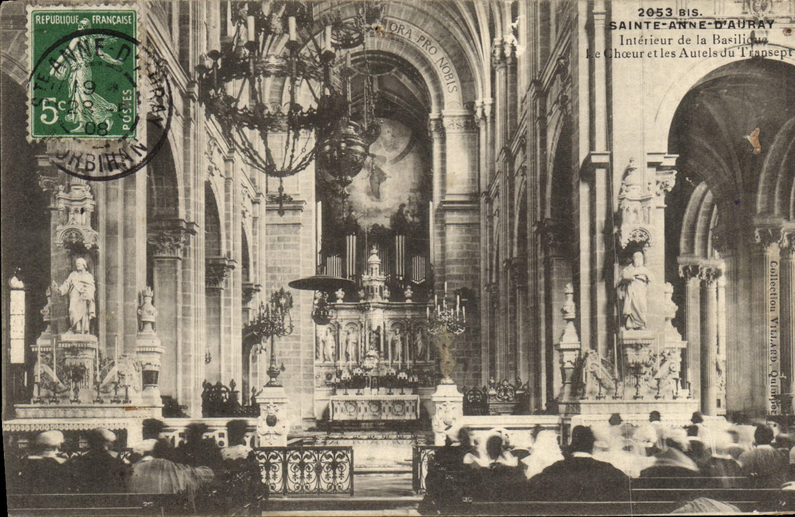 De la VENDIMIA de la POSTAL d Auray interior de Anne Sainte del estribillo de la basílica y de los puentes del horno del órgano del transept