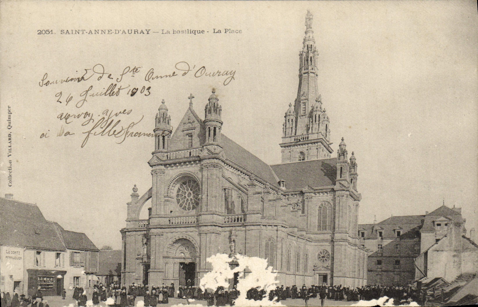VINTAGE POSTCARD co. Anne D' Auray the Basilica the Beach