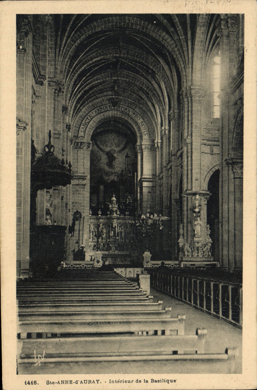 POSTAL co de la VENDIMIA. D Auray interior de Anne del órgano de la basílica