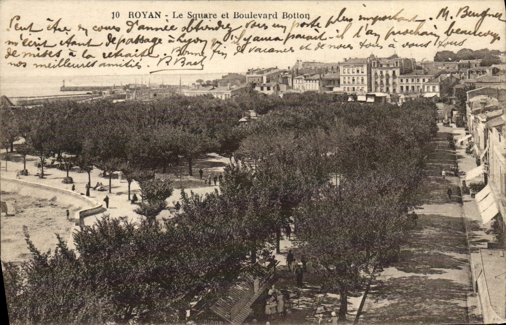POSTAL Royan de la VENDIMIA el jardín público y el bulevar de Botton