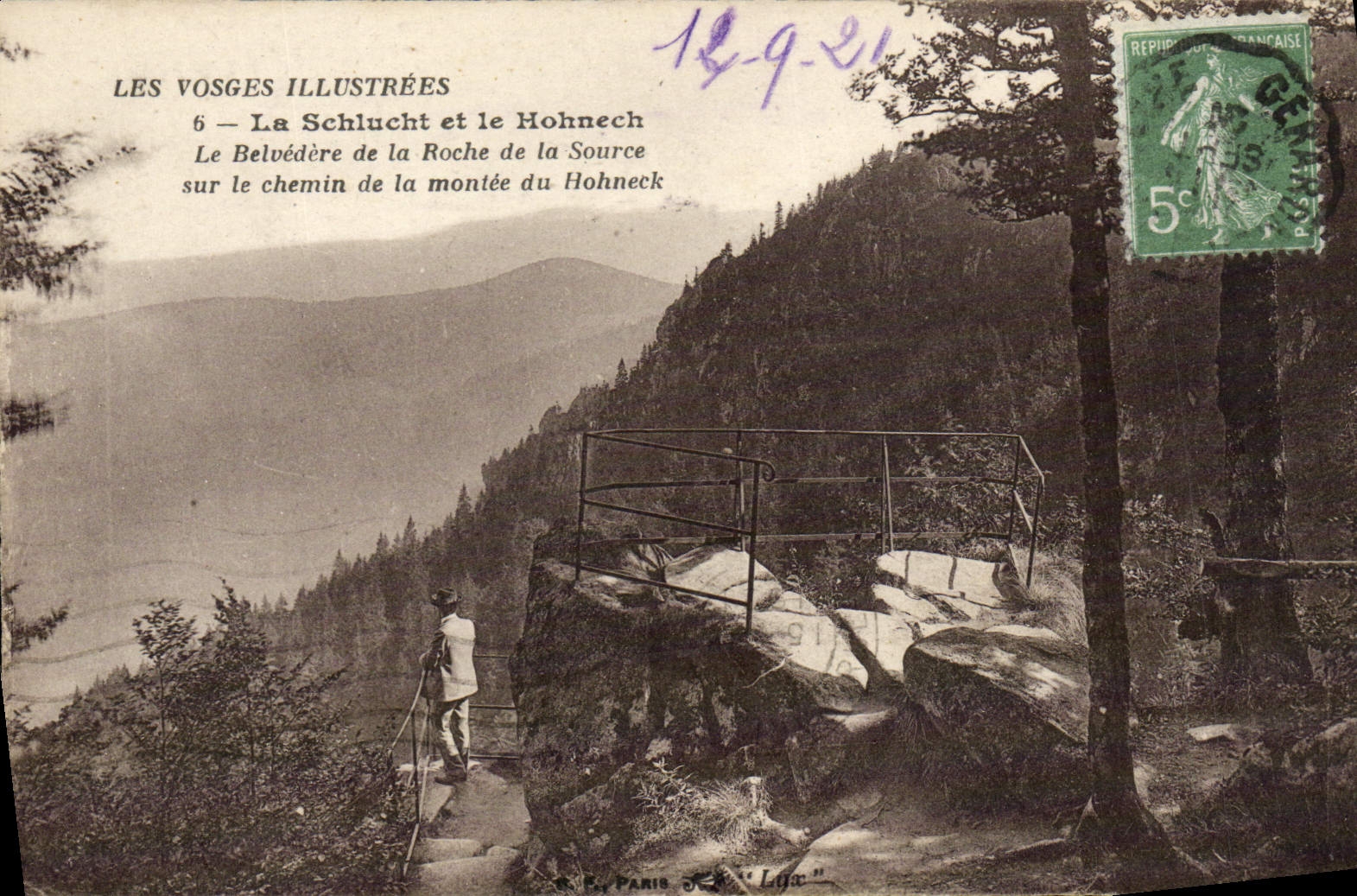 VINTAGE POSTCARD Royan Schlucht and Hohnech the view-point of the rock of the source on the way of the rise of Hohneck