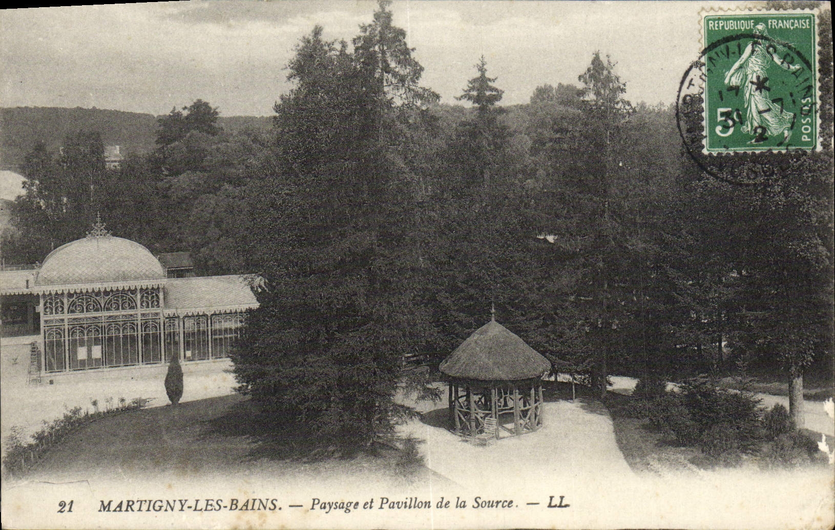 VINTAGE POSTCARD Martigny Les Bains Landscape and House of the Source