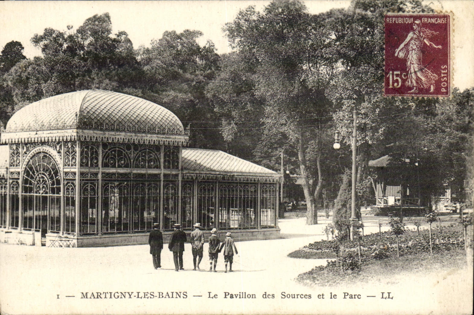 VINTAGE POSTCARD Martigny Les Bains the House of the Sources and the Park