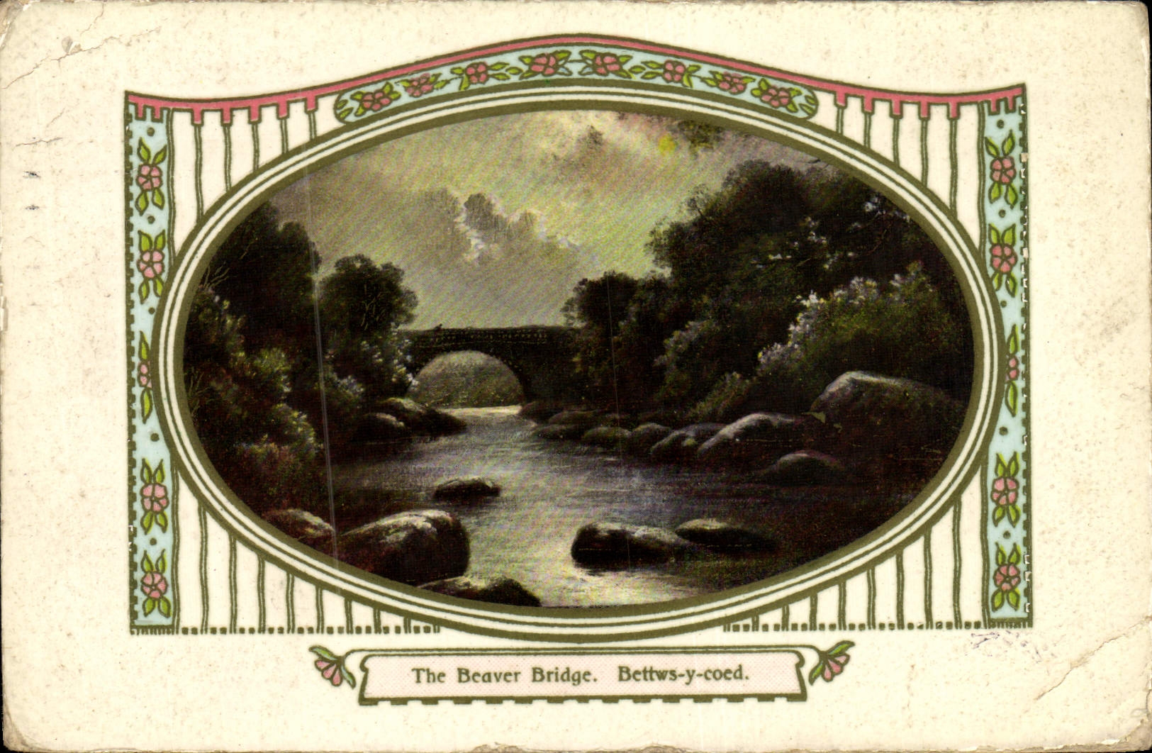 VINTAGE POSTCARD The Beaver Bridge Bettws there Coed