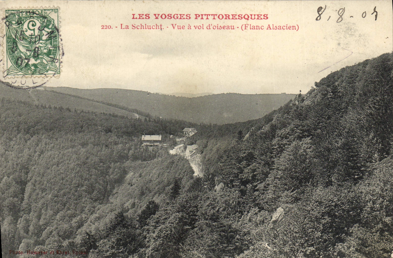 CPA La Schlucht Vue a vol d'oiseau Flanc alsacien