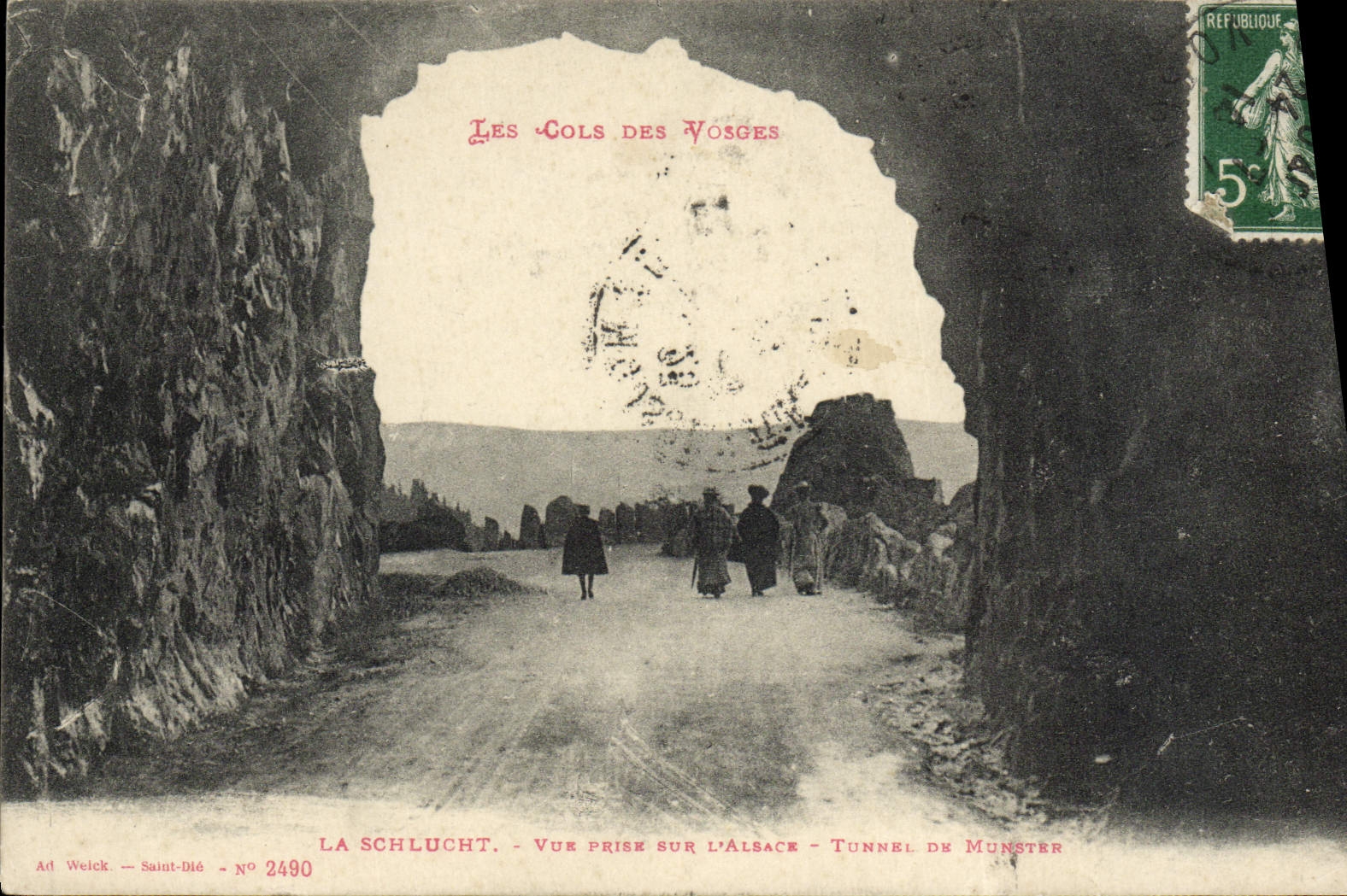 VINTAGE POSTCARD Schlucht Seen from on Alsace Tunnel of Munster