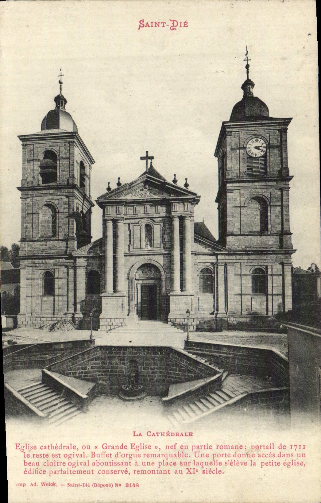 VINTAGE POSTCARD St Die the cathedral