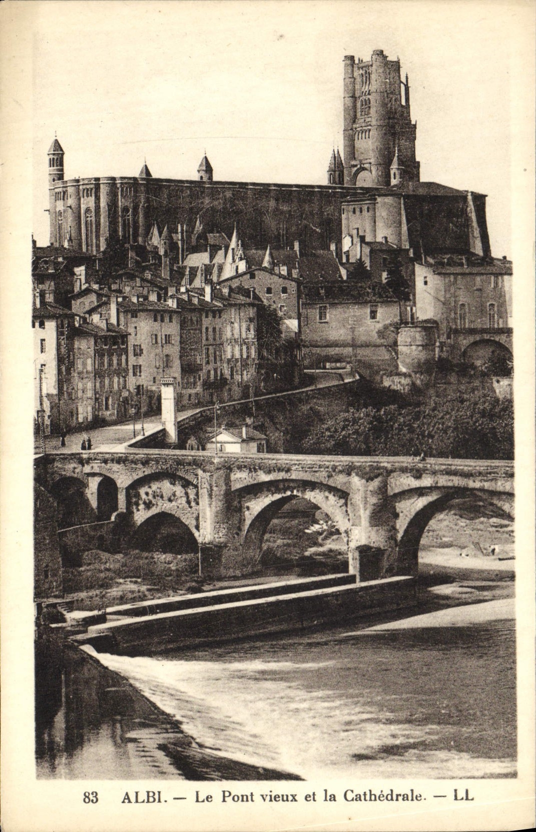 POSTAL Albi de la VENDIMIA el puente viejo y la catedral