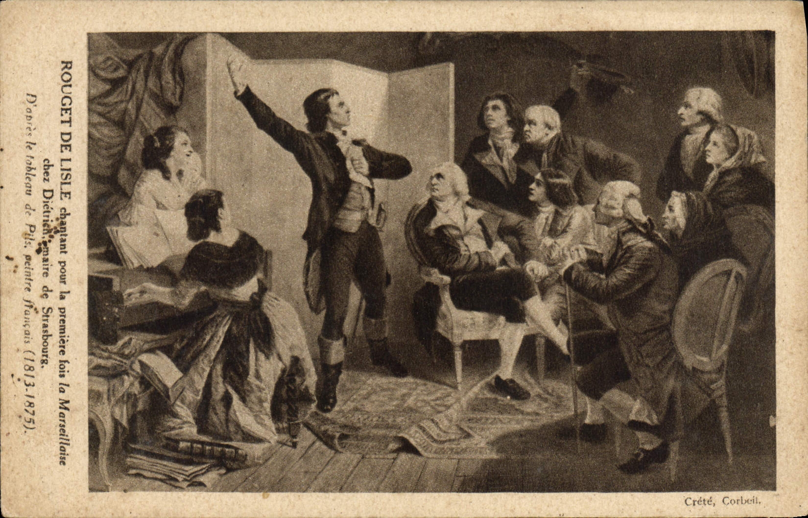 VINTAGE POSTCARD Mullet of Isle singing the Marseillaise Dietrich Strasbourg