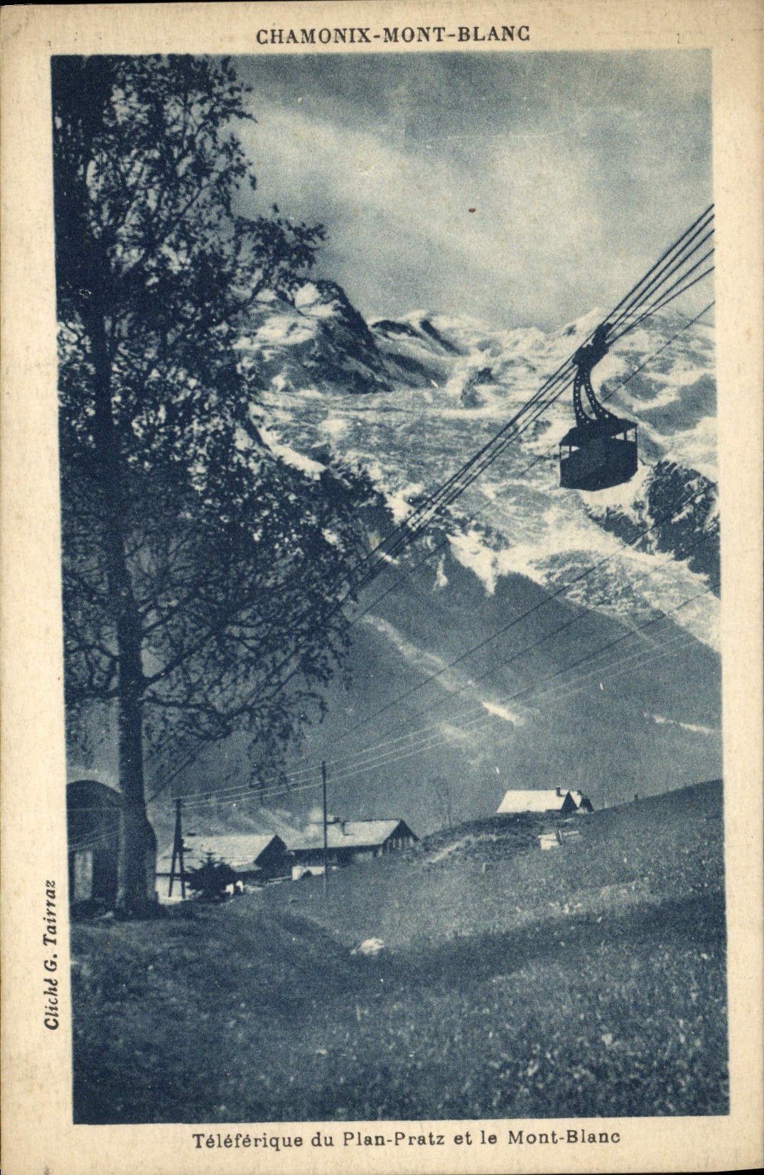 VINTAGE POSTCARD Chamonix Mont Blanc Teleferic of the Cratz Plan and Mont Blanc