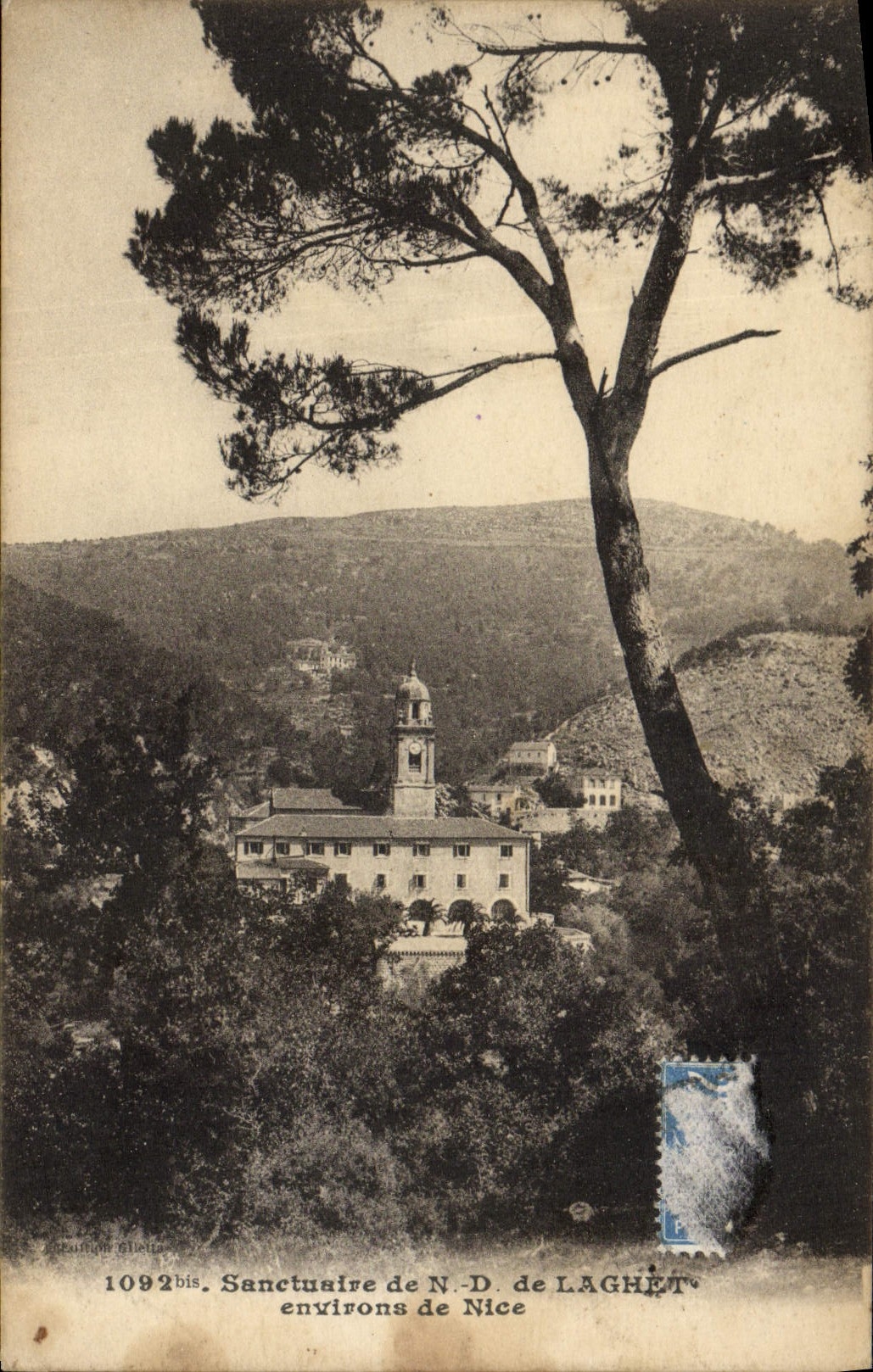Santuario del ND de la POSTAL de la VENDIMIA de los alrededores de Laghet de Niza